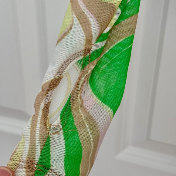 NWT AFRM LOS ANGELES green swirl ruched mini dress - Picture 6 of 8